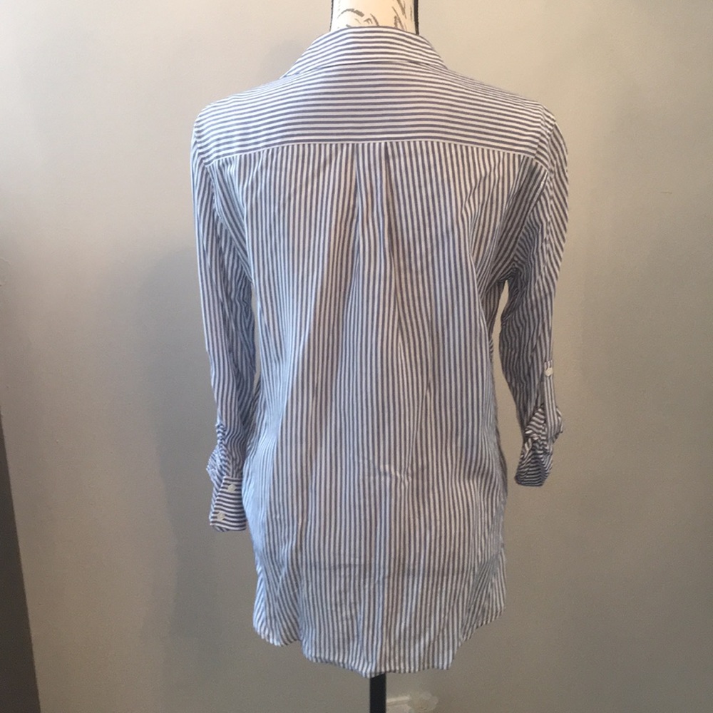 EUC Zara Blue/white striped blouse - Picture 2 of 4